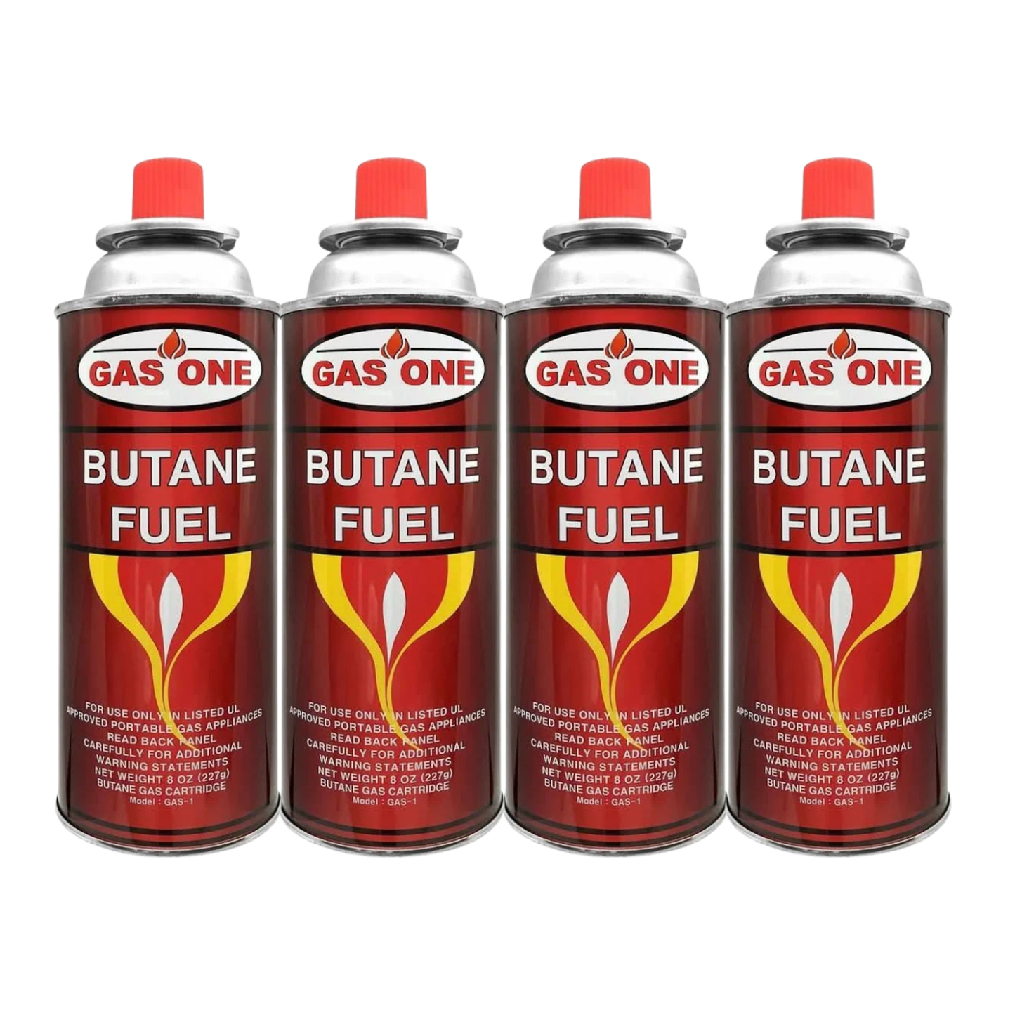 Gas One Butane Refill Fuel Gas Canisters 8oz - 4 Pack Universal Portable Camping Cooking Gas for Stoves