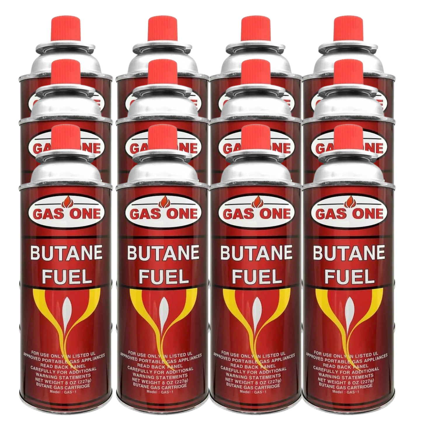 Gas One Butane Refill Fuel Gas Canisters 8oz - 12 Pack Universal Portable Camping Cooking Gas for Stoves