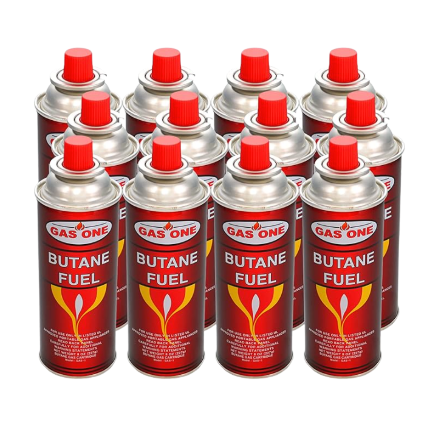 Gas One Butane Refill Fuel Gas Canisters 8oz - 12 Pack Universal Portable Camping Cooking Gas for Stoves